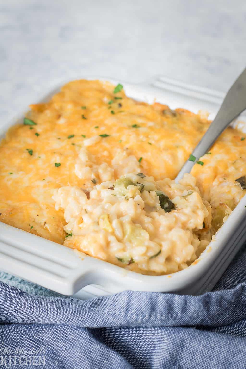 #Zucchini #Rice #Casserole, a decadent small batch recipe for a creamy, comforting side dish! #Recipe from ThisSillyGirlsKitchen.com 