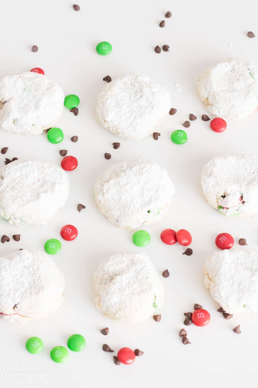 Overhead photo of Cream Cheese Cookies on white background