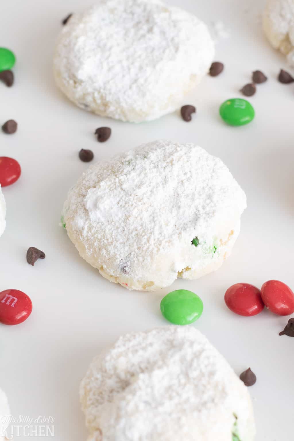Close up of three Holiday Cream Cheese Cookies