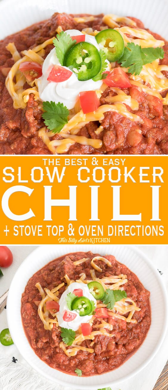 Slow Cooker Chili collage pinterest image