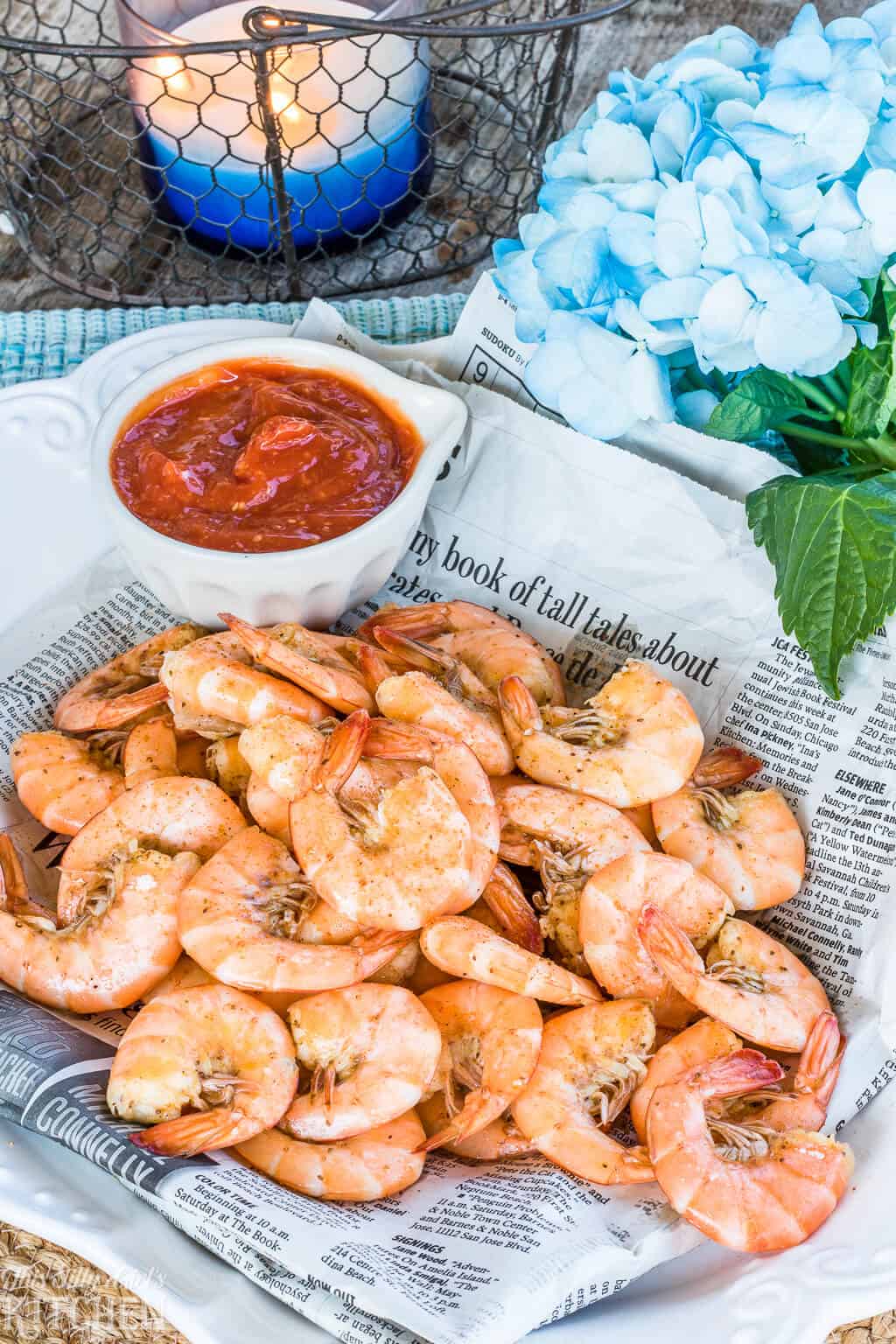Peel N Eat Shrimp Cocktail, boiled in a rich beer stock makes this one super flavorful shrimp cocktail!