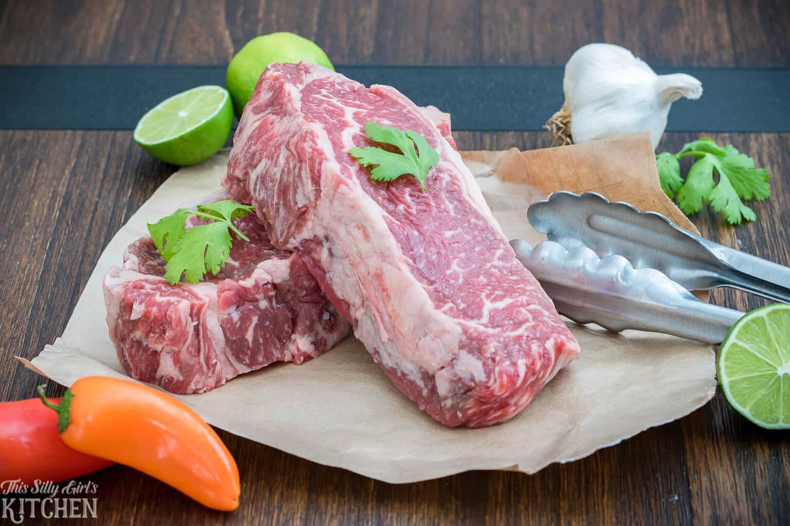 Partial ingredients needed to make Steak Kabobs