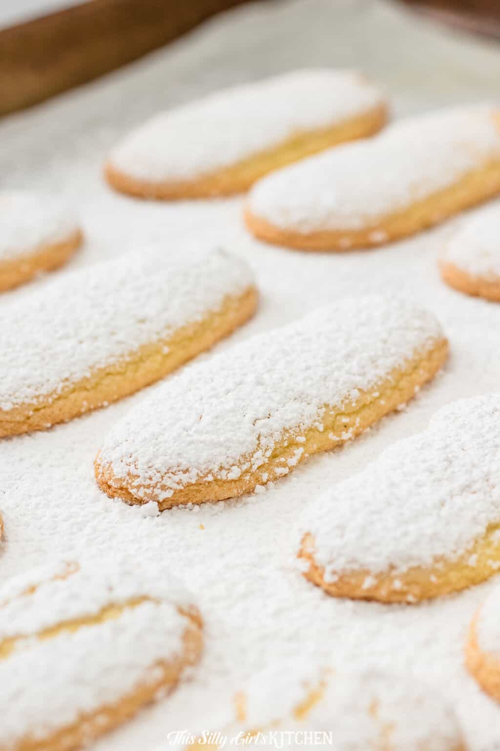 Ladyfinger cookies are light, crunchy cookies with a subtle sweetness. #Recipe from ThisSillyGirlsKitchen.com #ladyfinger #tiramisu #cookie #ladyfingersdessert