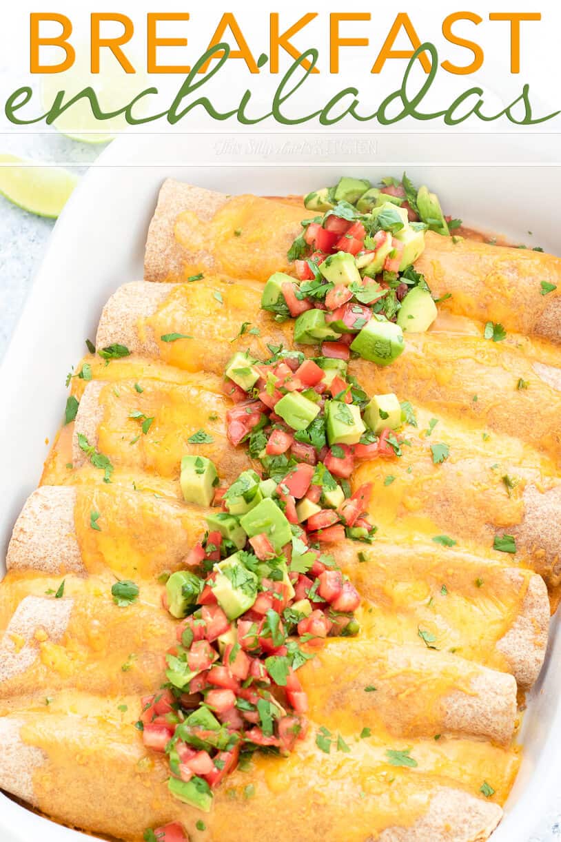 Enchiladas in baking dish Pinterest image