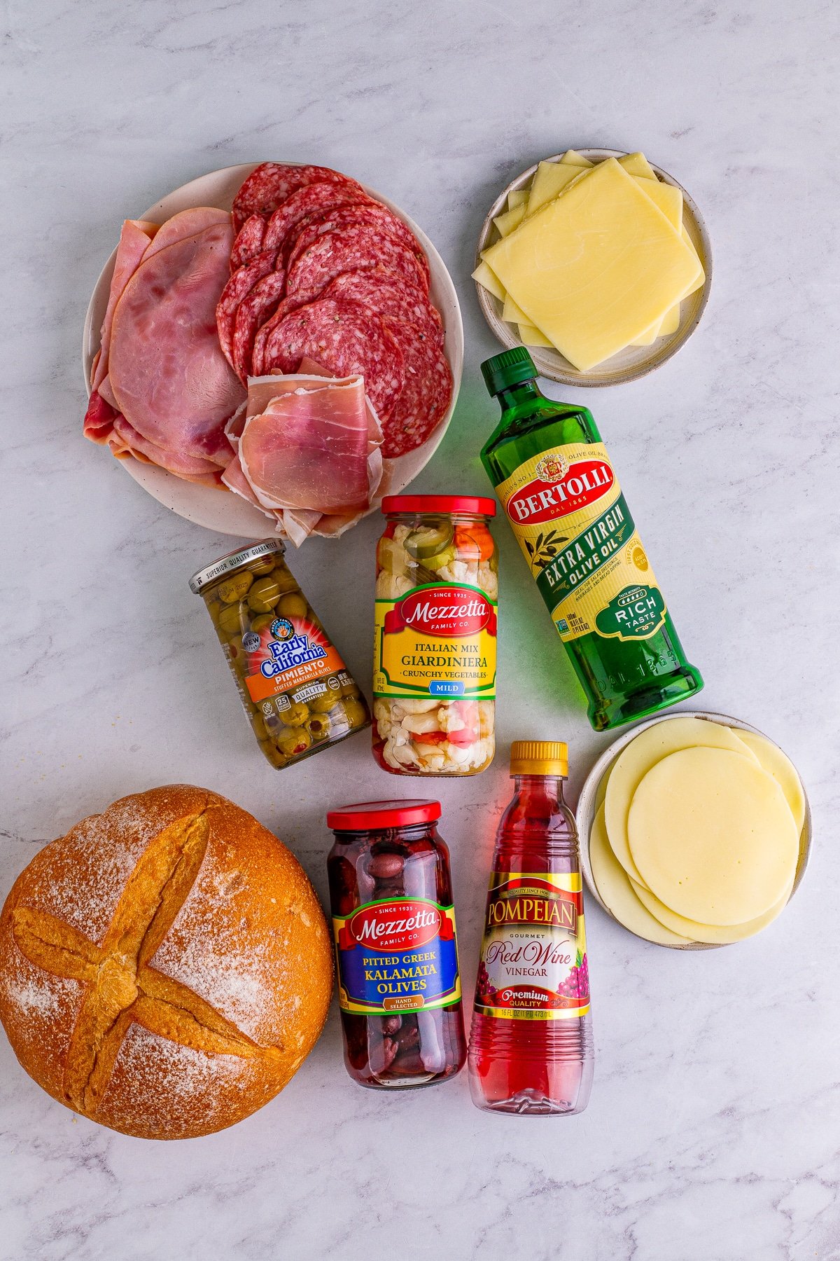 Ingredients needed on how to make a Muffuletta.
