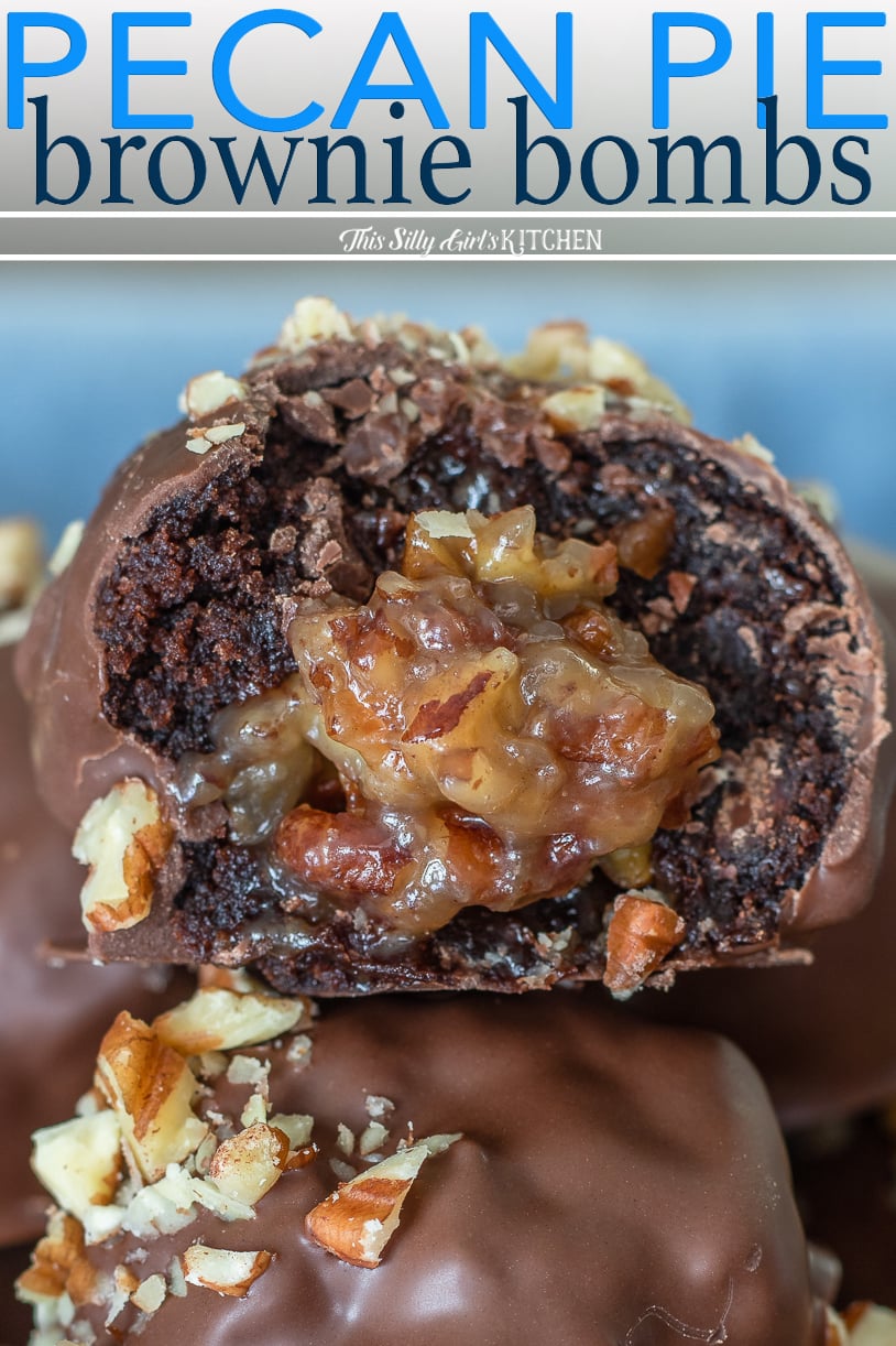 Brownie bomb with bite taken out off it stacked Pinterest Image
