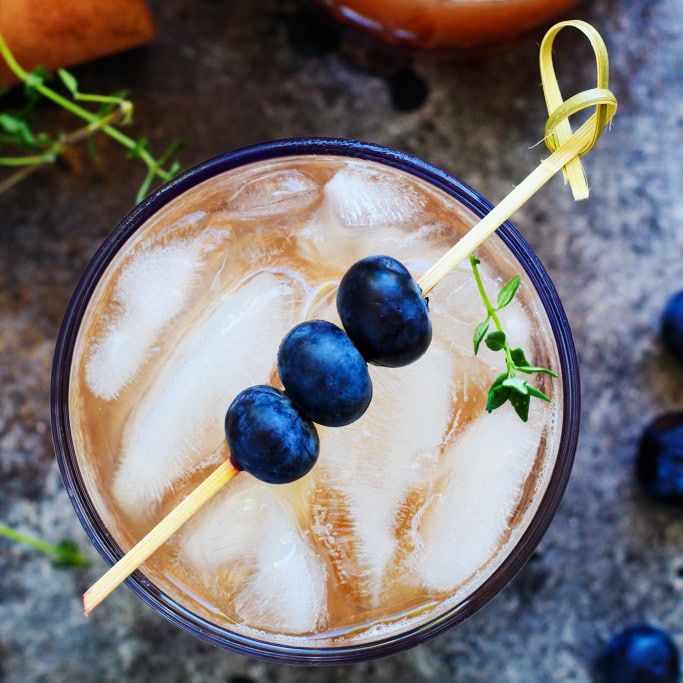 Blueberry Bourbon Smash Cocktail