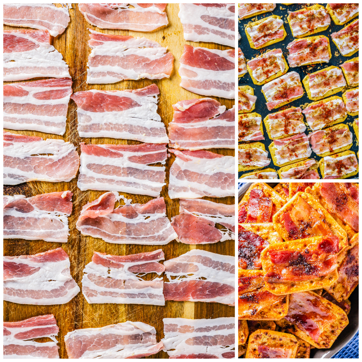 Step by step photos on how to make Bacon Crackers.