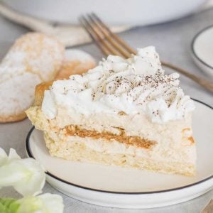 Close up of Tiramisu Pie on plate Square image