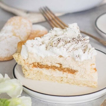 Close up of Tiramisu Pie on plate Square image