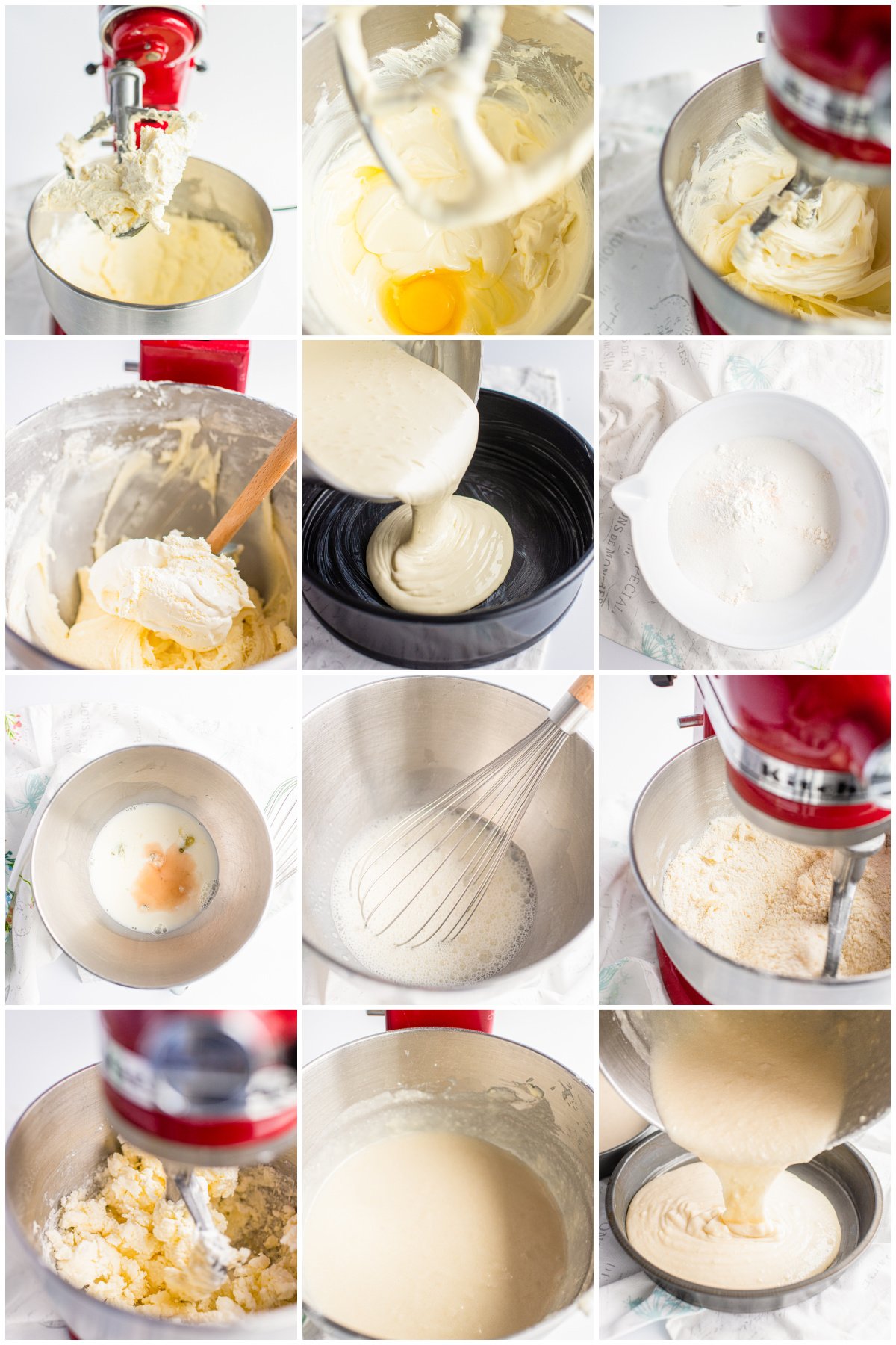 Step by step photos on how to make a Cheesecake Cake