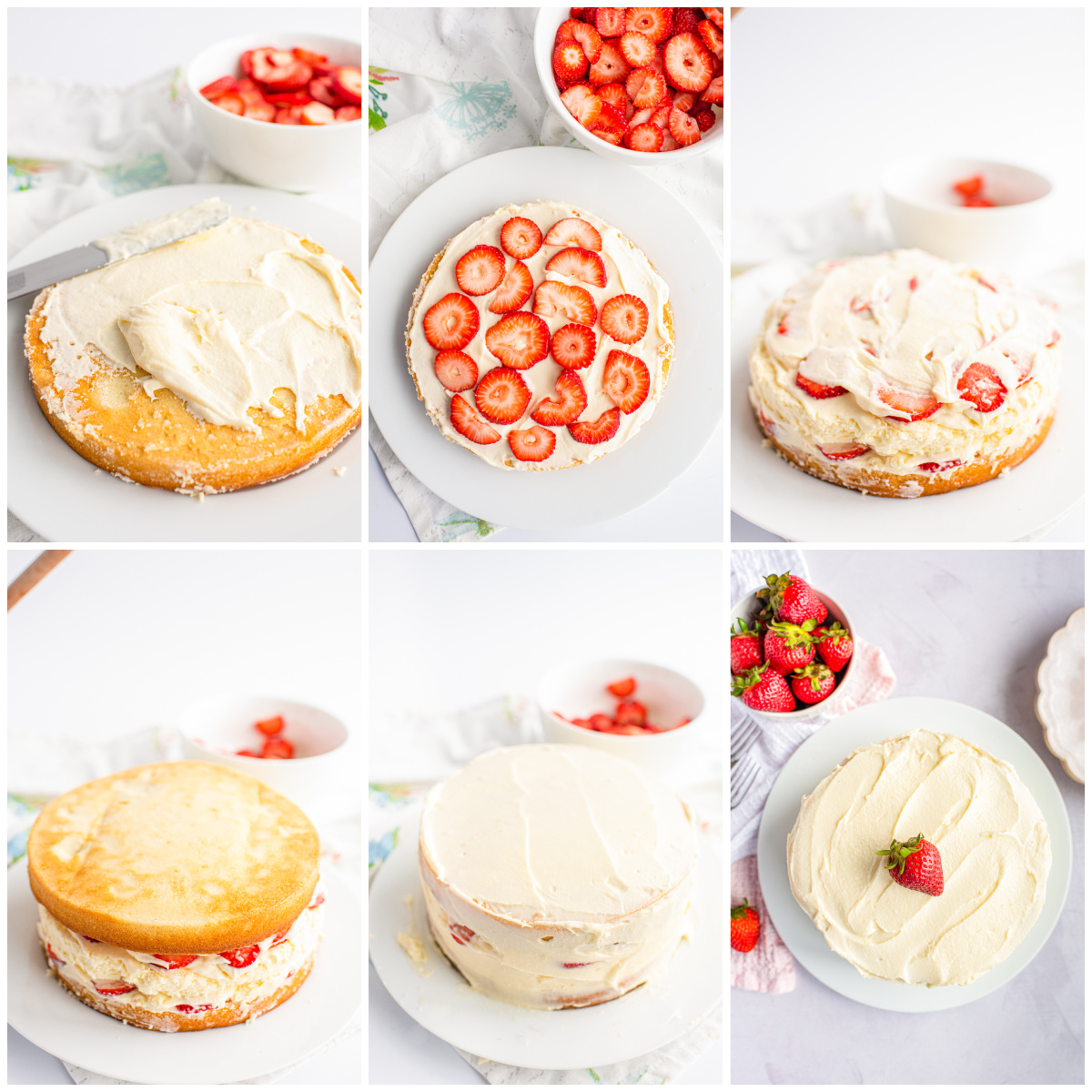 Step by step photos on how to assemble a Cheesecake Cake
