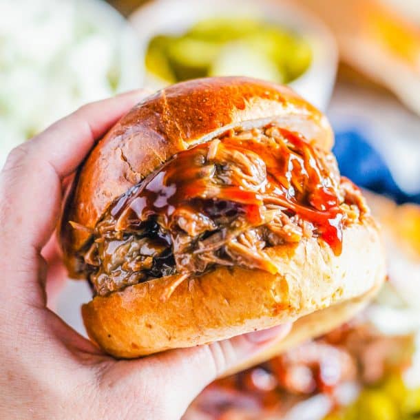 Slow Cooker BBQ Beef Sandwiches - This Silly Girl's Kitchen