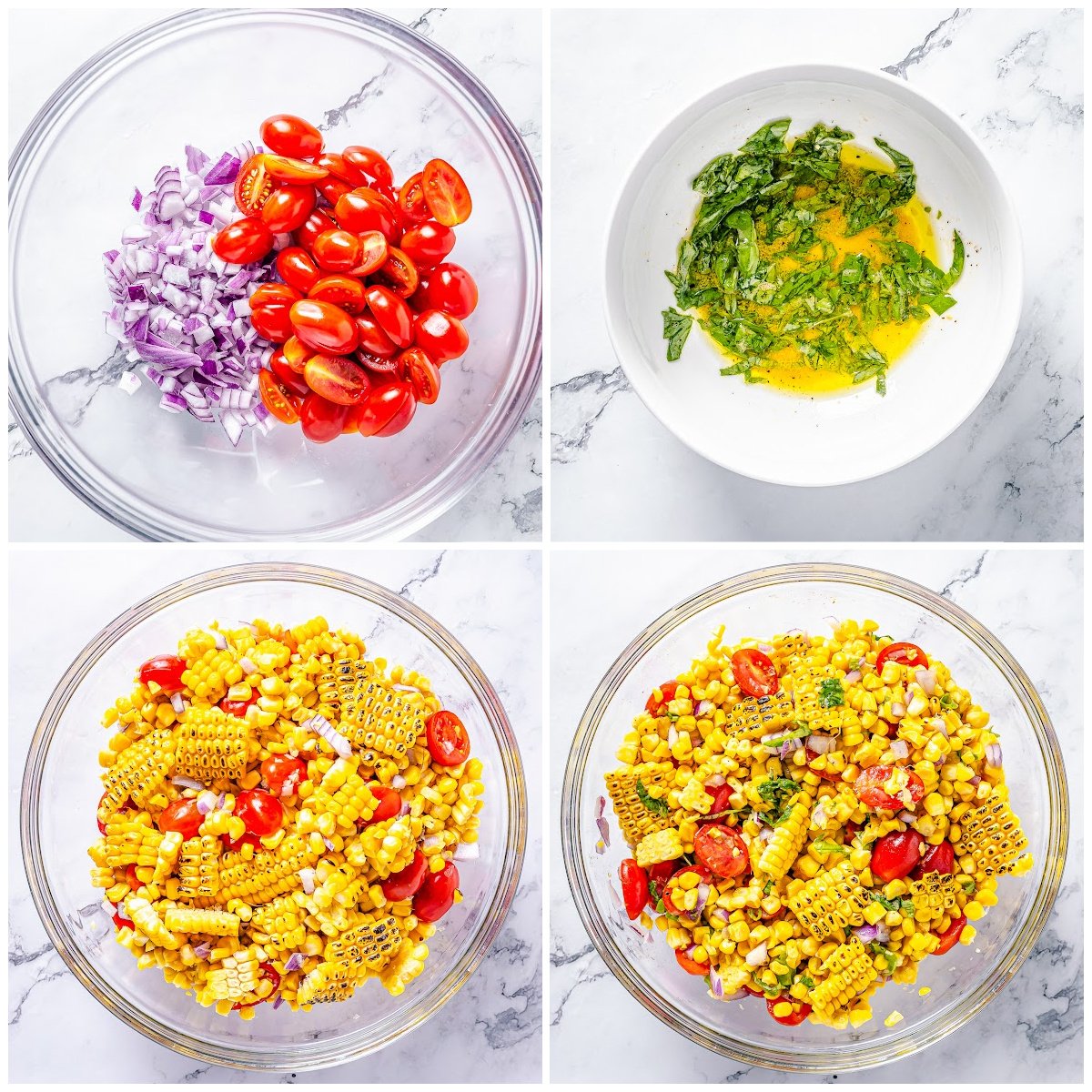 Step by step photos on how to make Corn and Tomato Salad