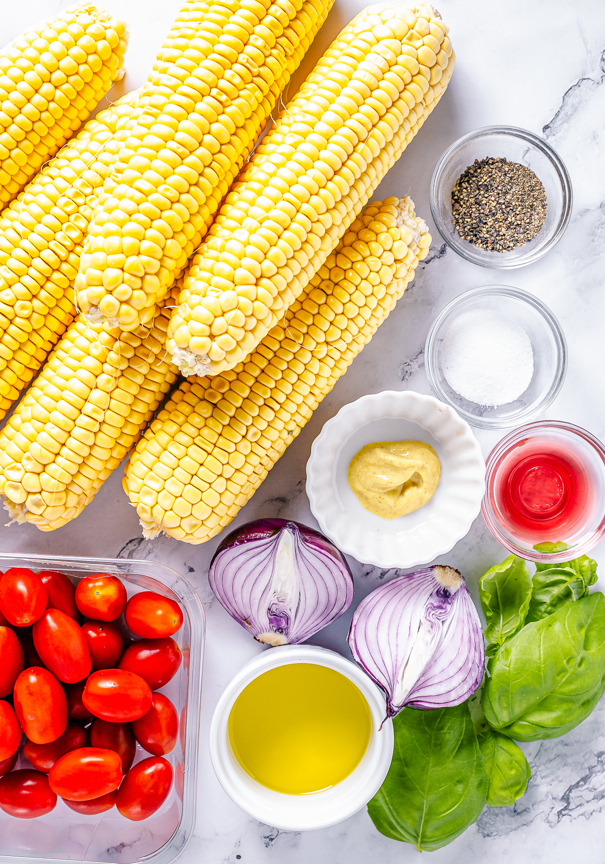 Ingredients needed to make Corn and Tomato Salad