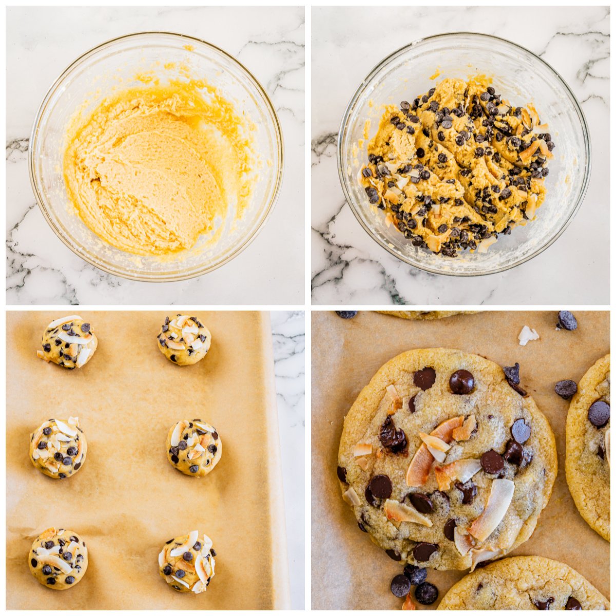 Step by step photos on how to make Coconut Chocolate Chip Cookies.