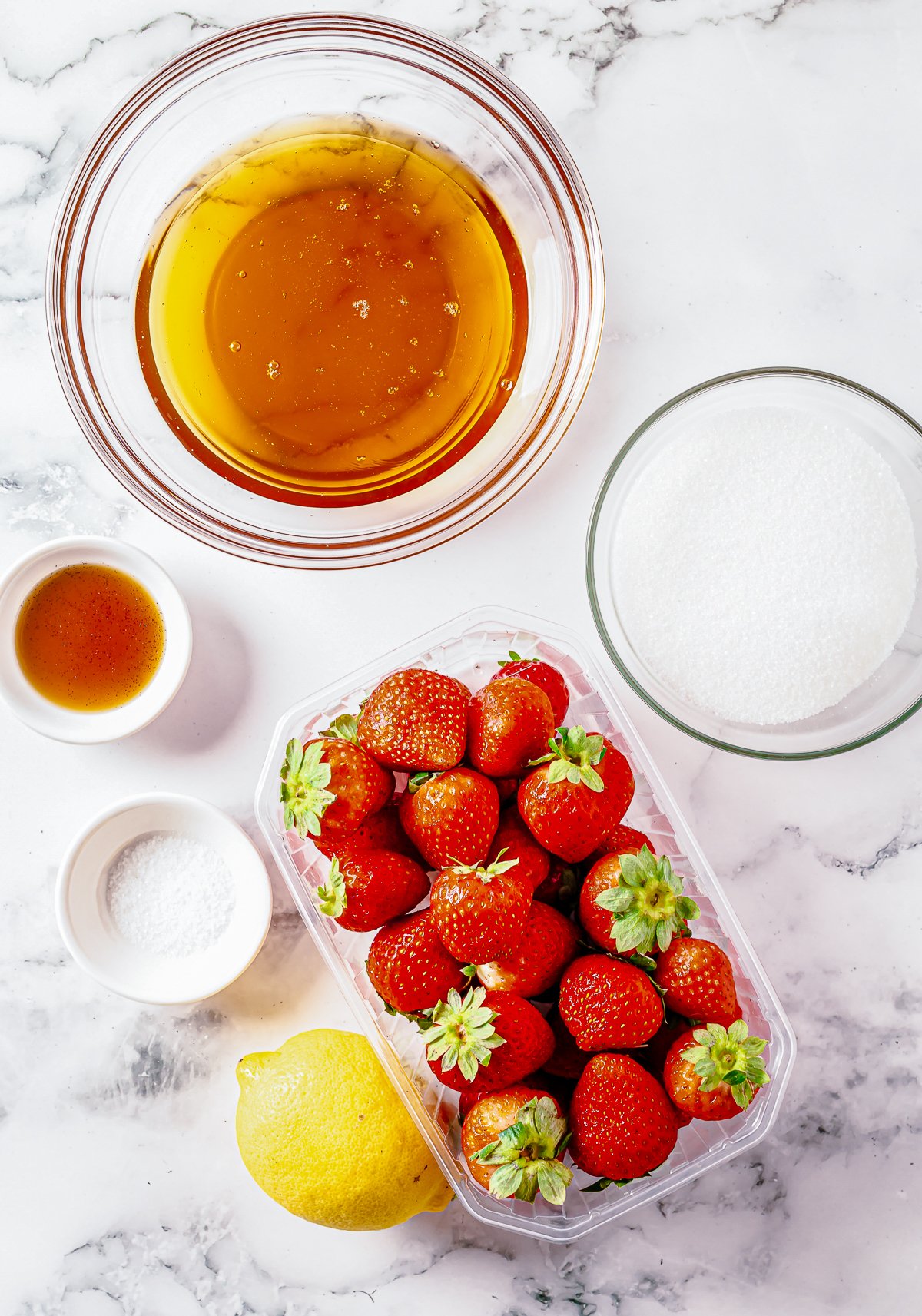 Ingredients needed to make Strawberry Butter.