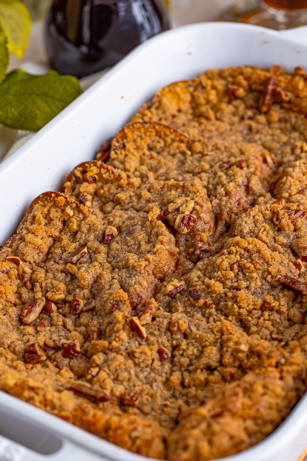 finished Overnight French Toast in baking dish