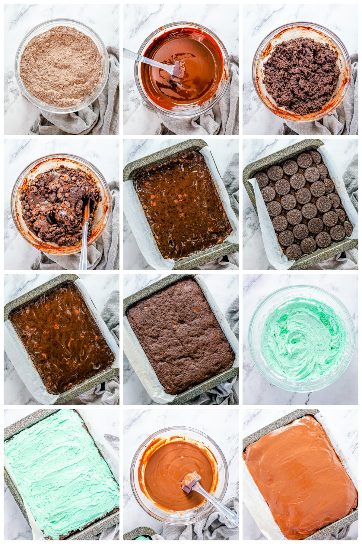 Step by step photos on how to make Mint Brownies