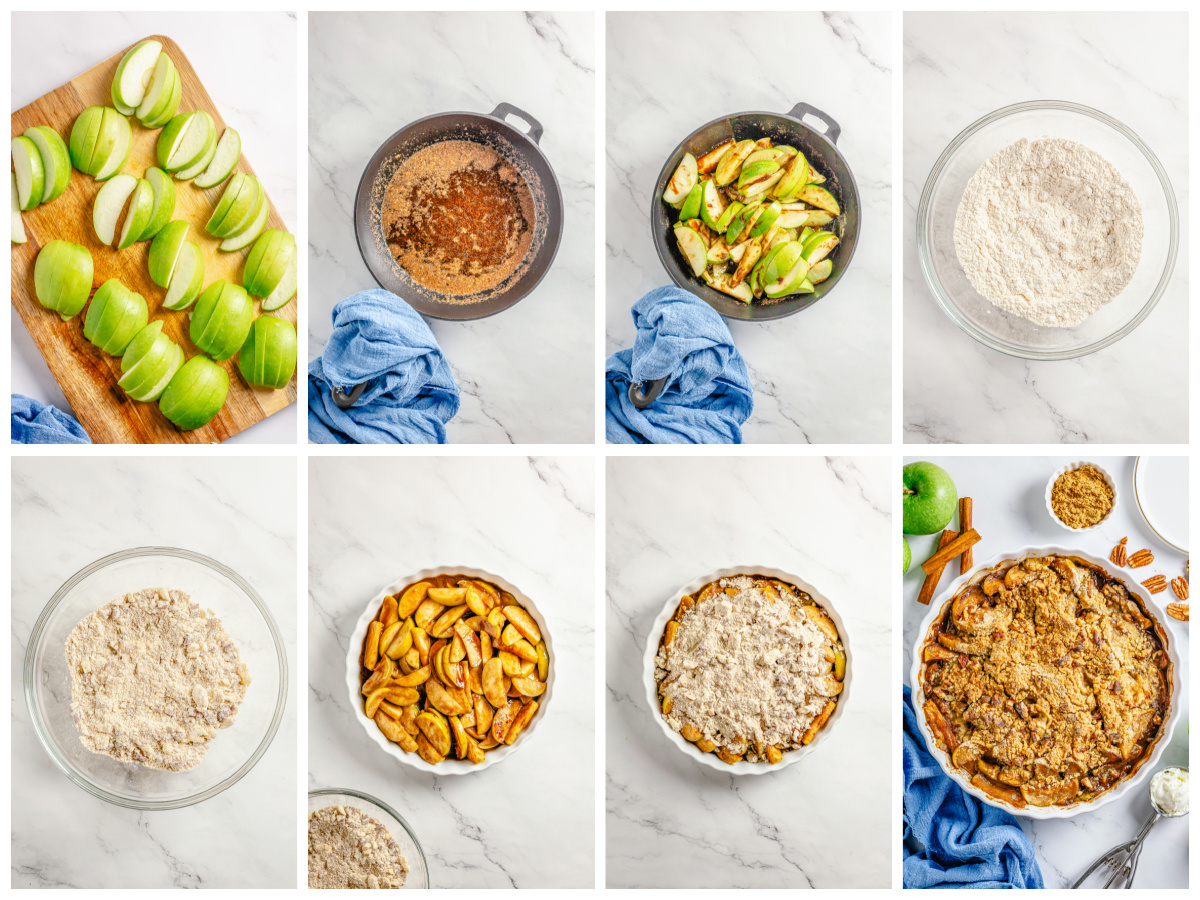Step by step photos on how to make Easy Apple Crumble.