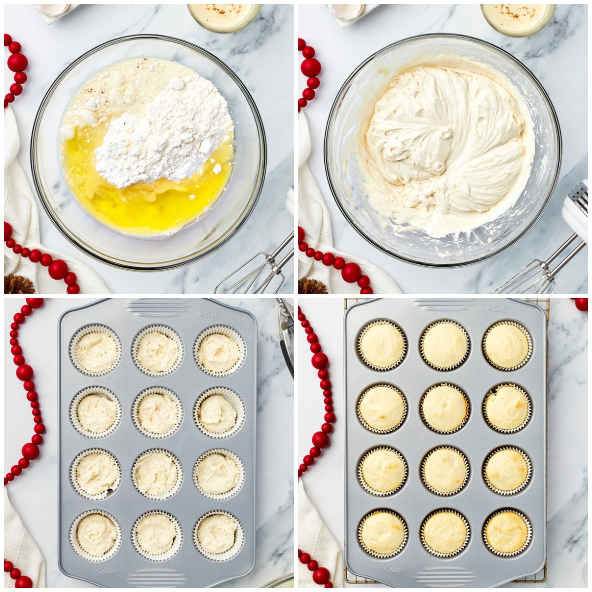 Step by step photos on how to make the cupcakes.