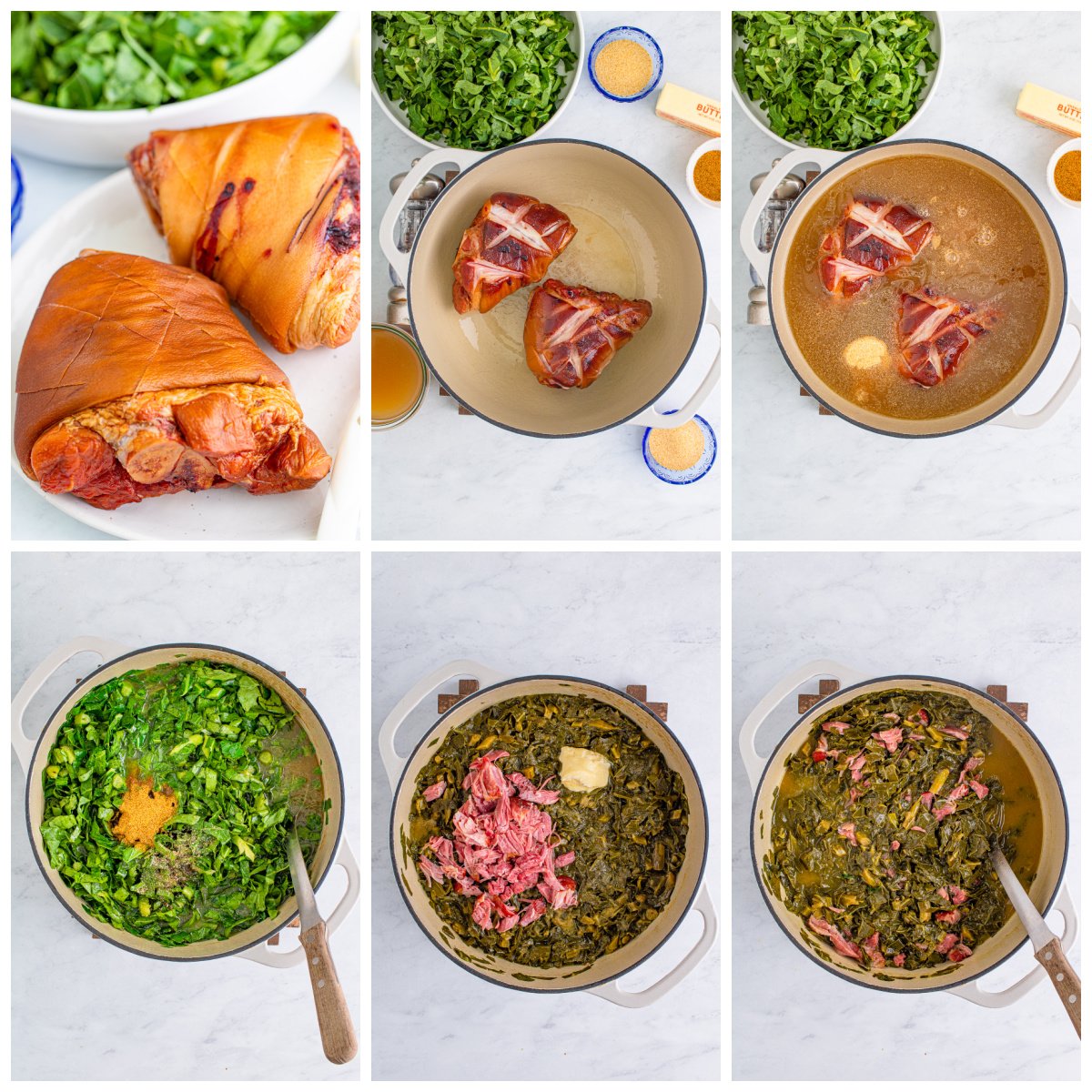 Step by step photos on how to make Southern Collarrd Greens.