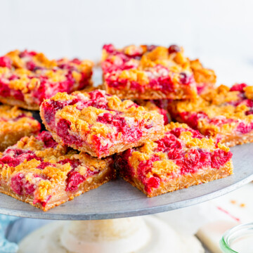Cranberry Pie Bars on metal cake stand