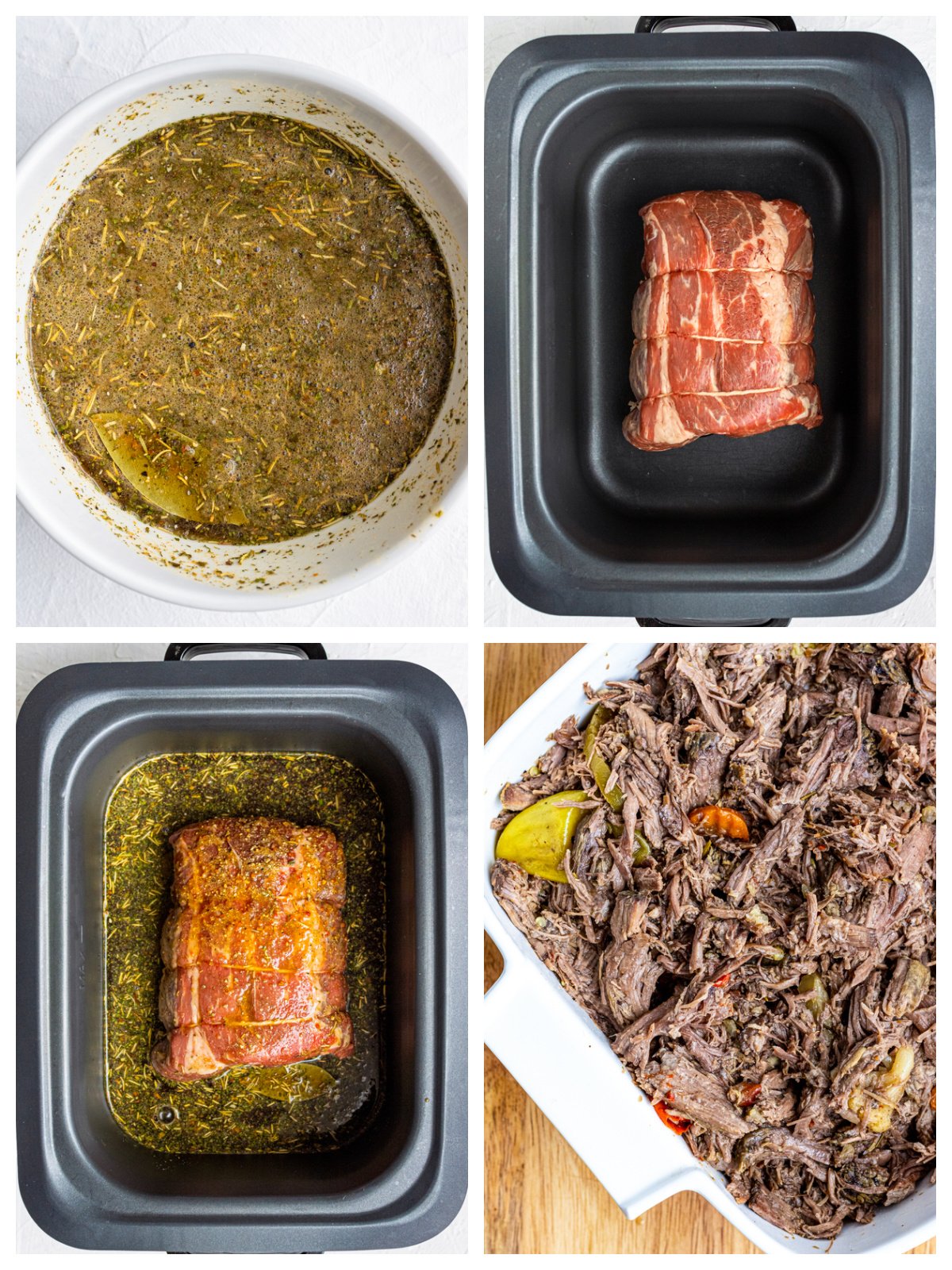 Step by step photos on how to make Slow Cooker Italian Beef Sandwiches