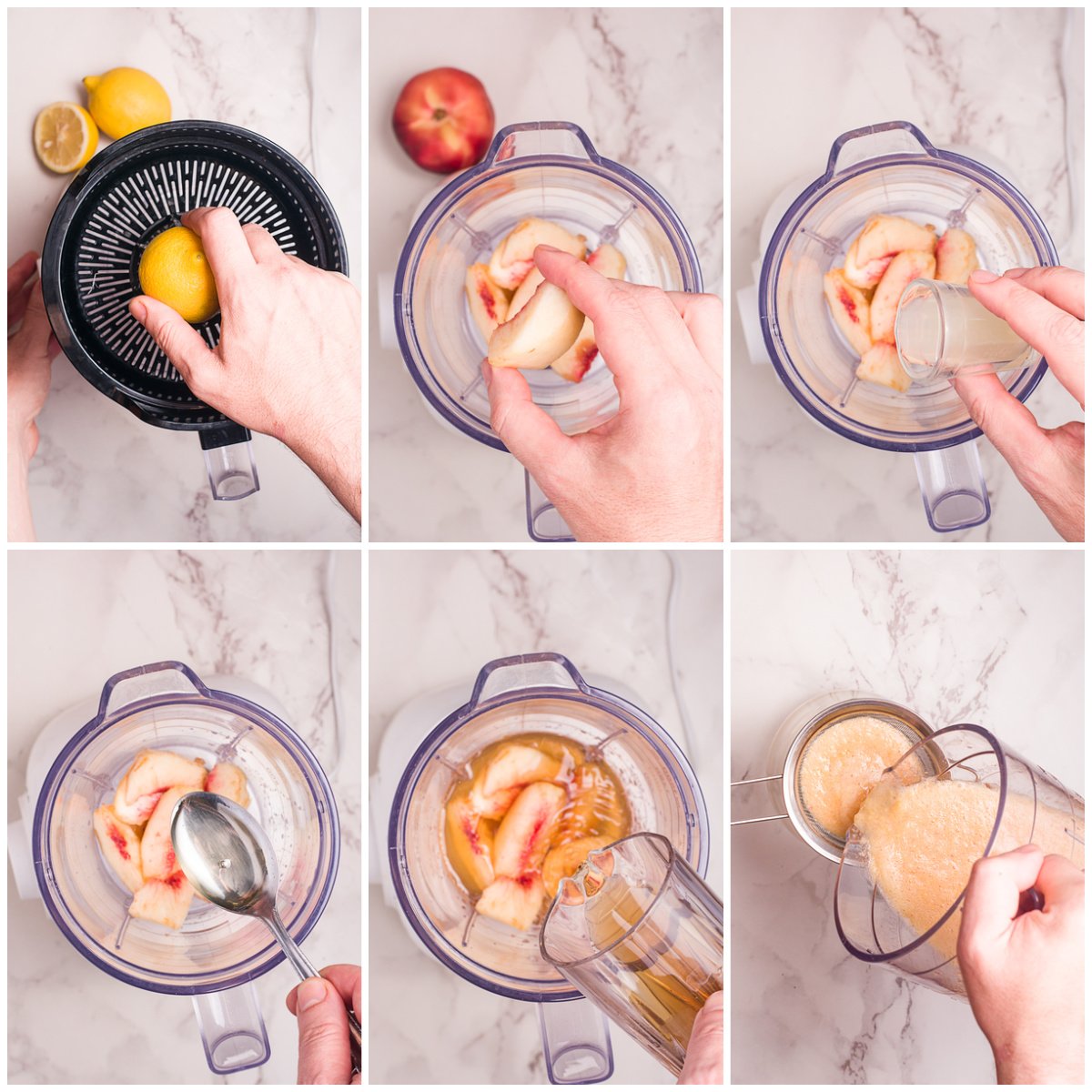 Step by step photos on how to make a Peach Arnold Palmer