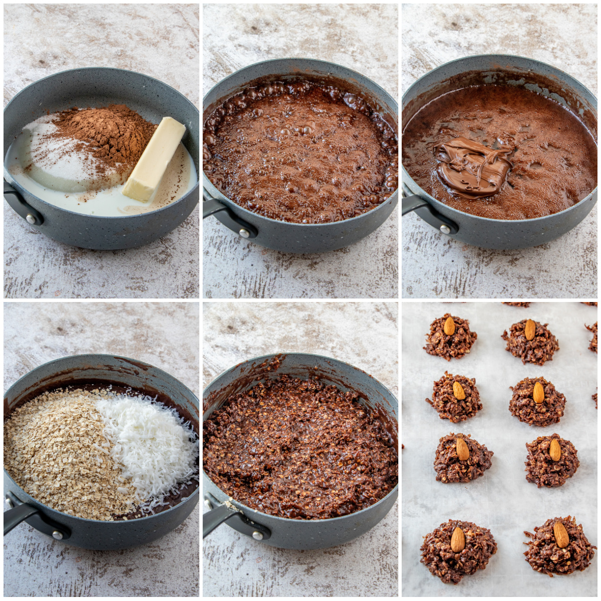 Step by step photos on how to make Almond Joy Cookies