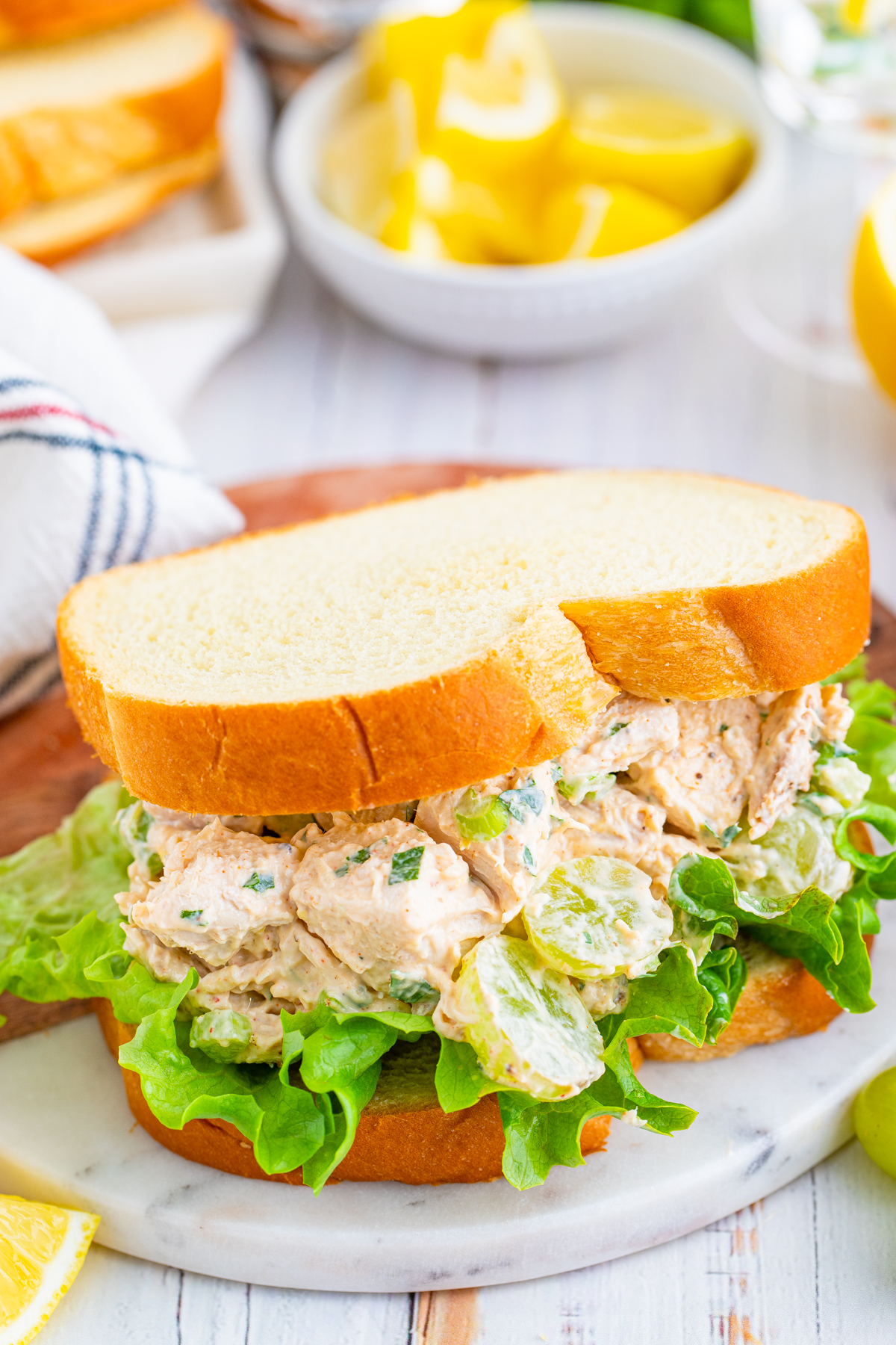 Chicken Salad with Grapes on sandwich bread
