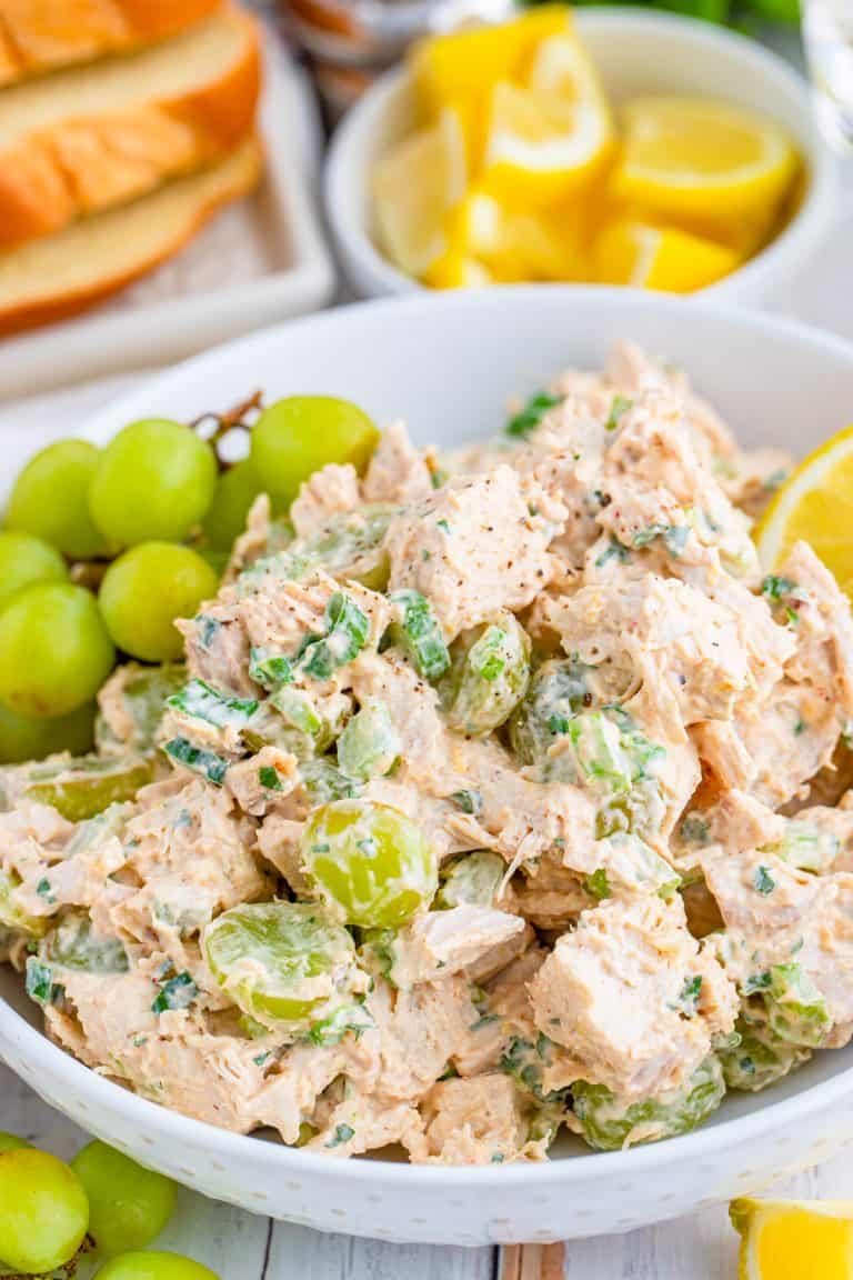 Finished Chicken Salad with Grapes in bowl