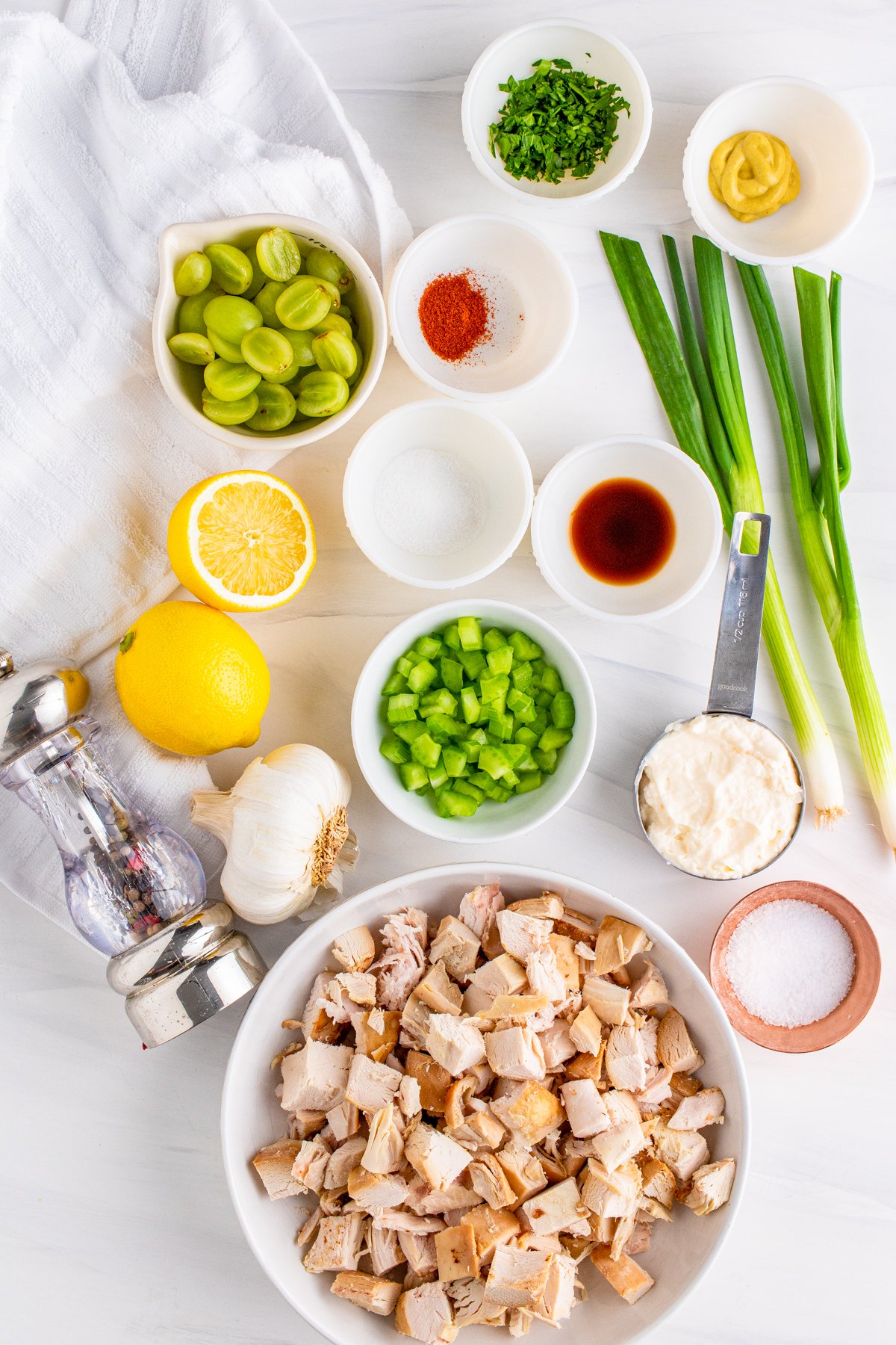 Ingredients needed to make Chicken Salad with Grapes