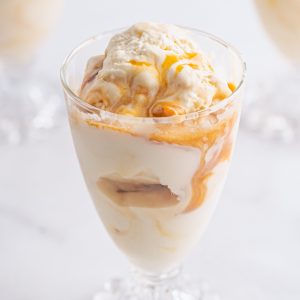 Square image of Caramel Ice Cream in clear cup