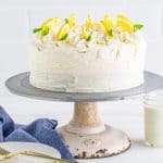 Finished cake decorated on cake stand