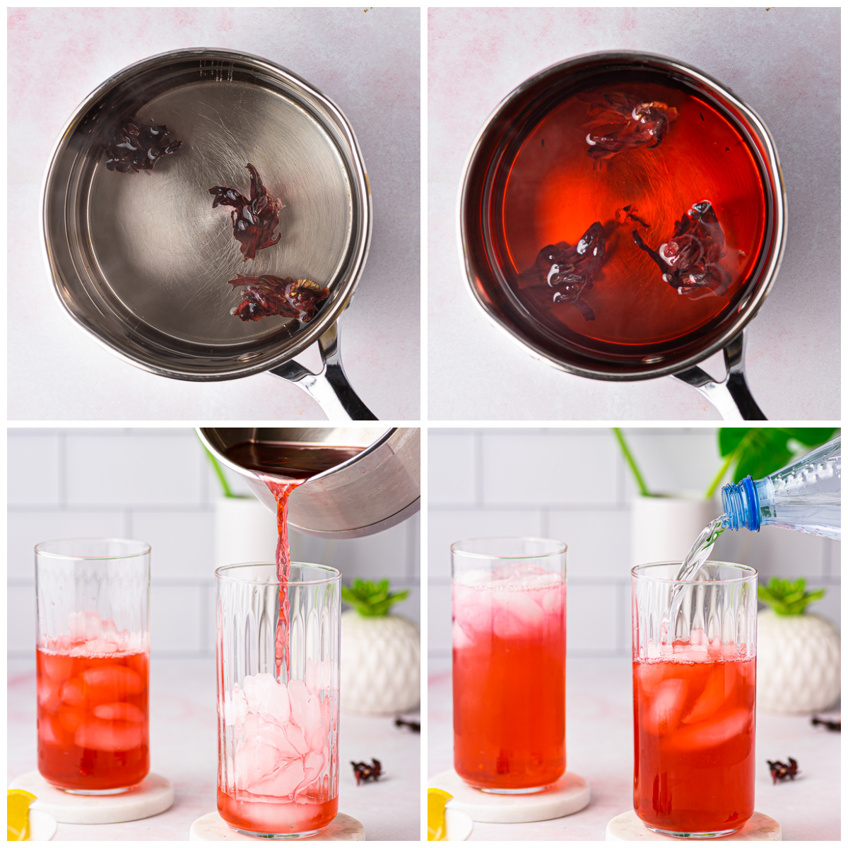 Step by step photos on how to make a Hibiscus Tea Recipe