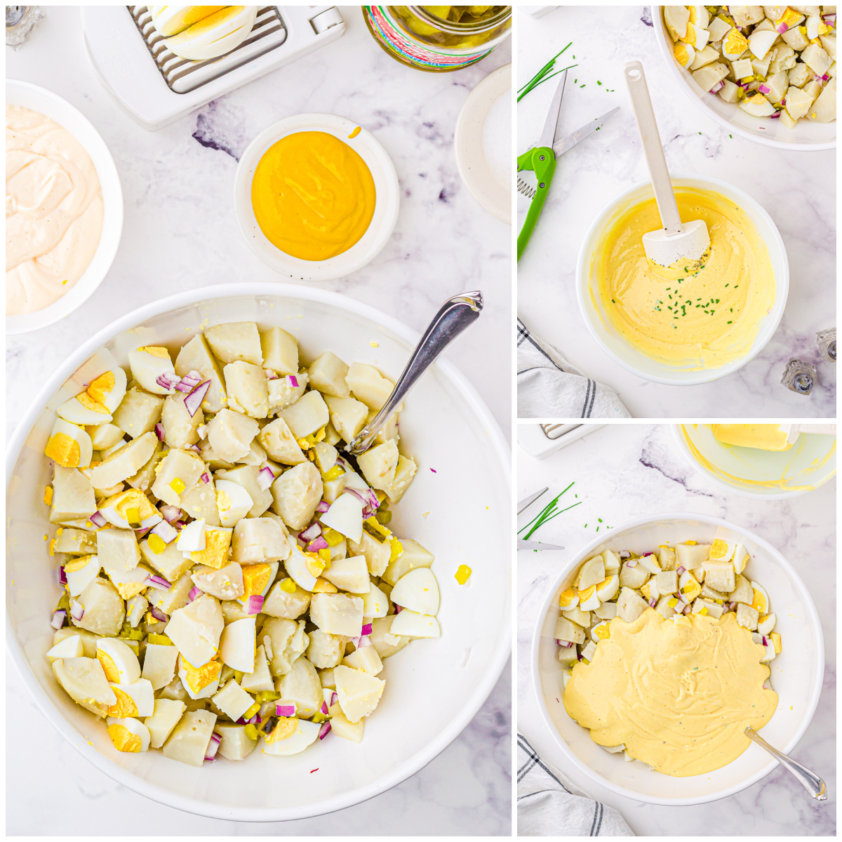 Step by step photos on how to make Classic Potato Salad