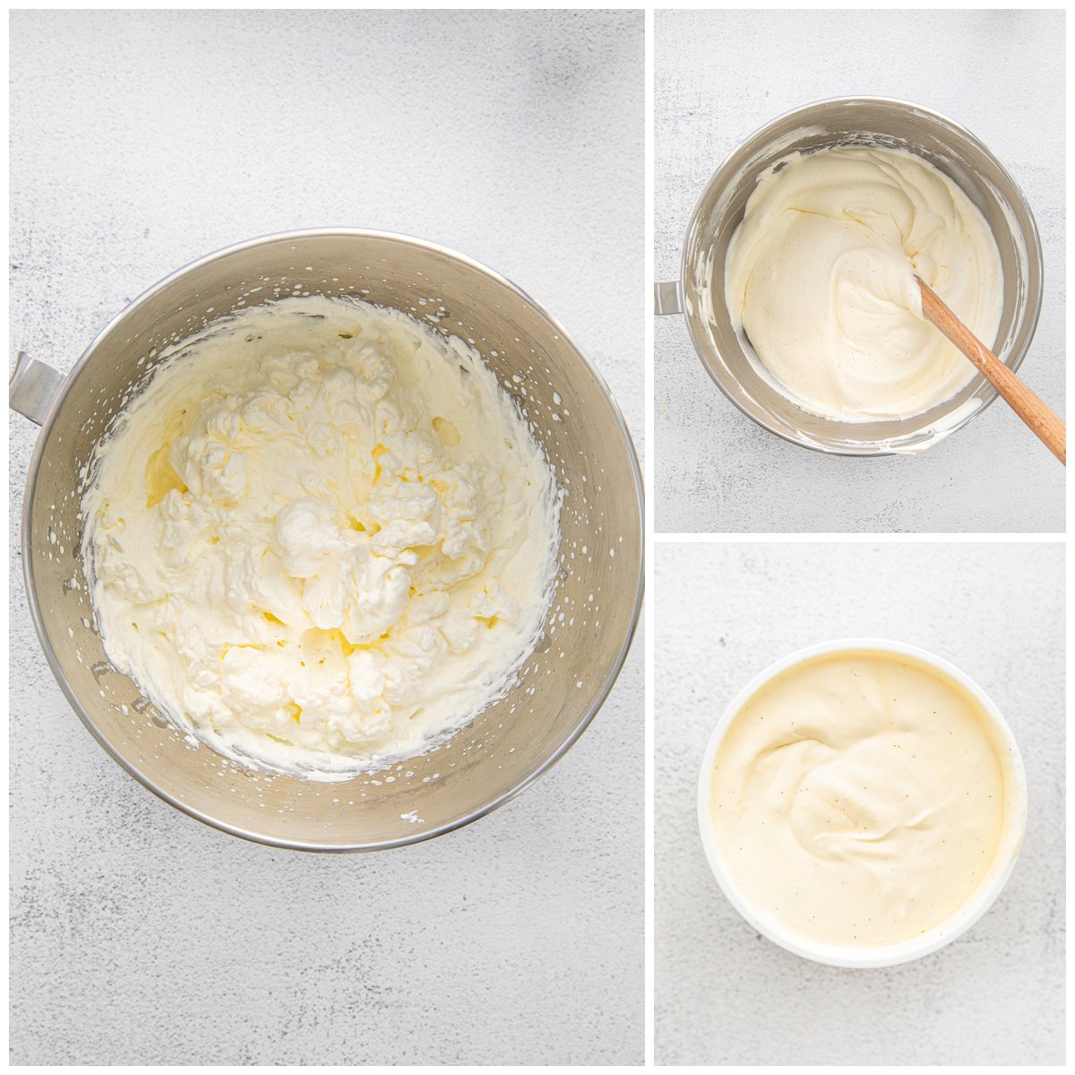Step by step photos on how to make No Churn Vanilla Ice Cream