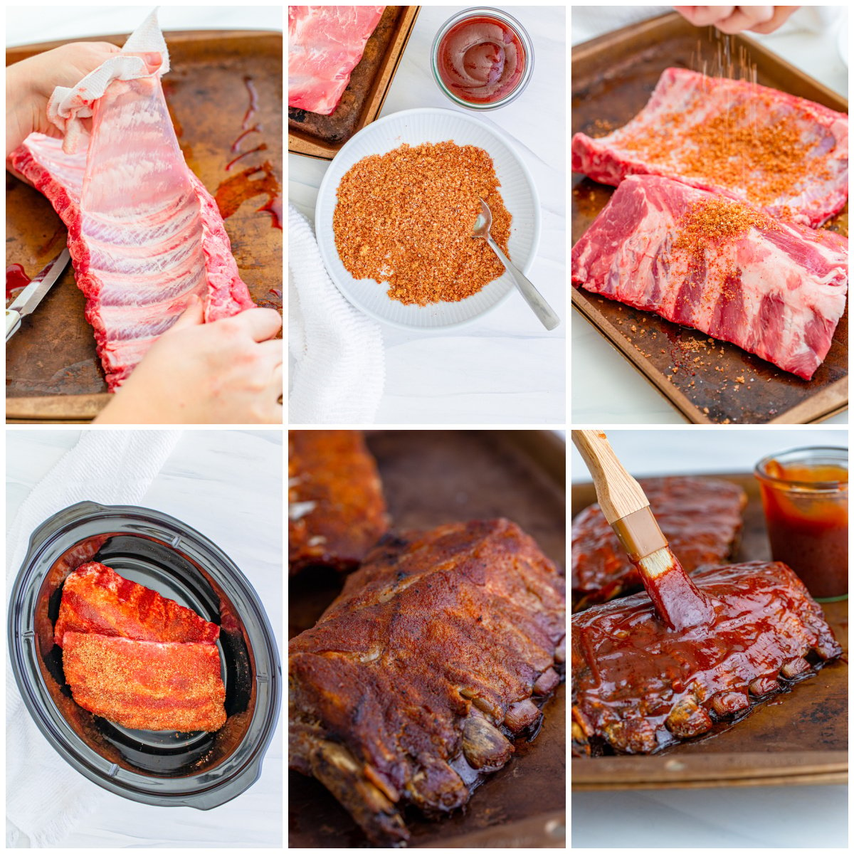 Step by step photos on how to make Slow Cooker Ribs