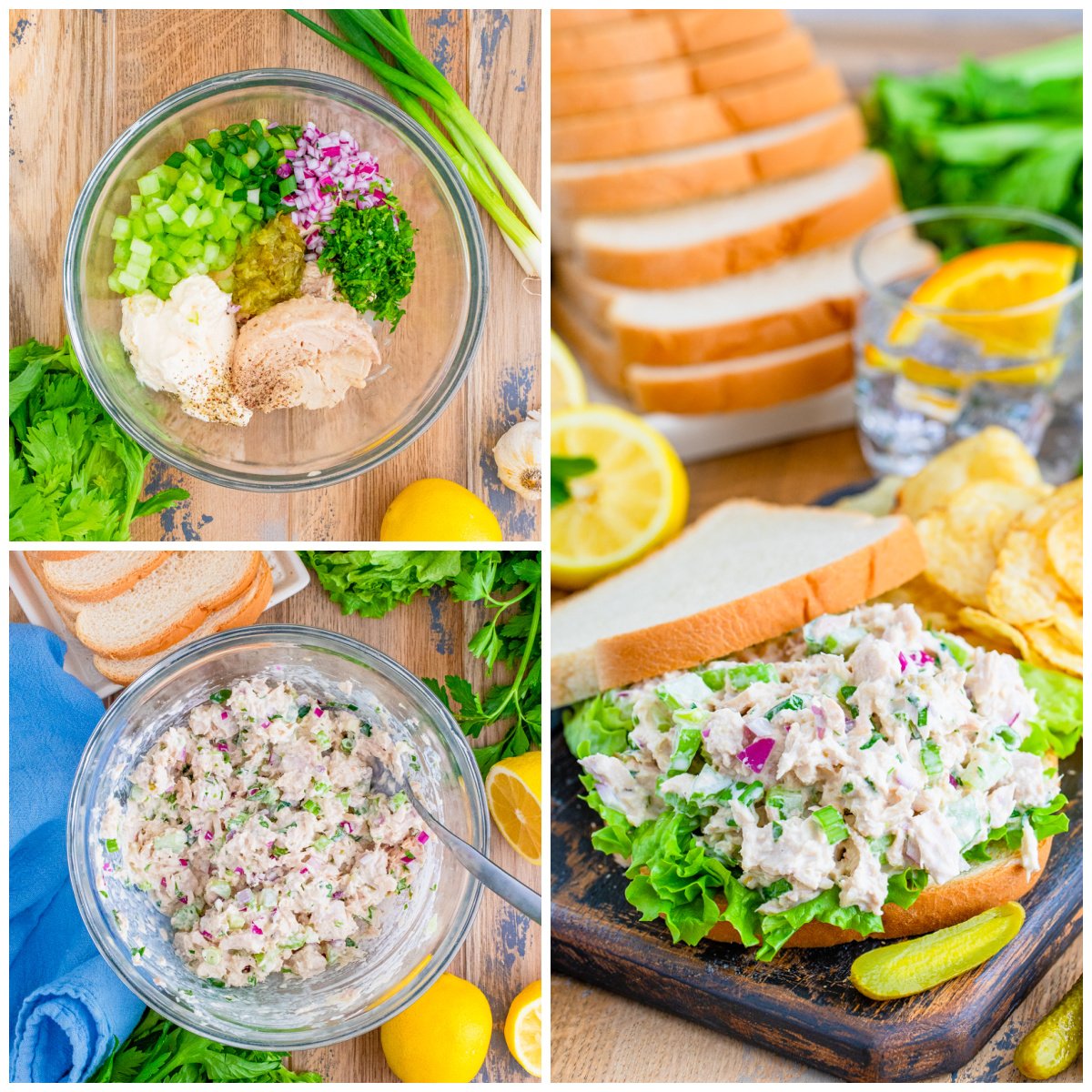 Step by step photos on how to make a Tuna Salad Sandwich