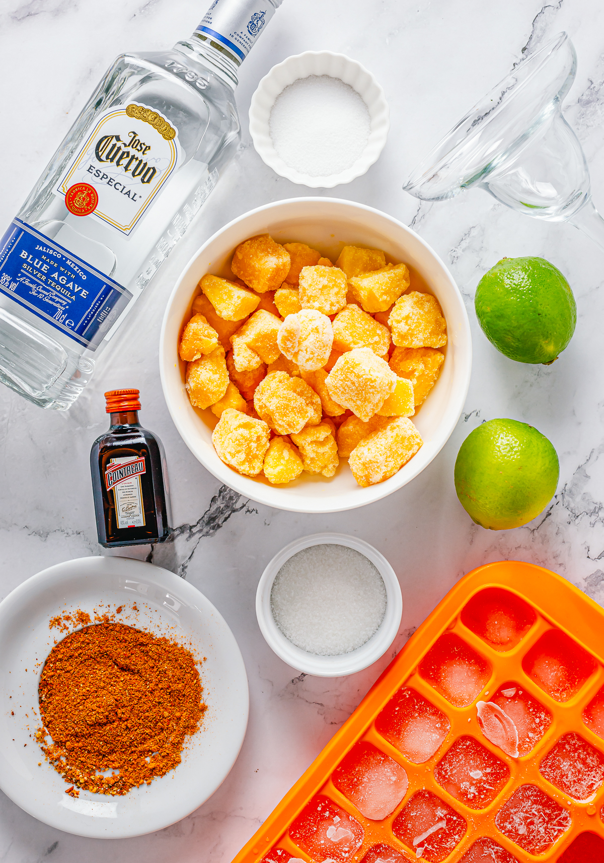 Ingredients needed to make Mango Margaritas