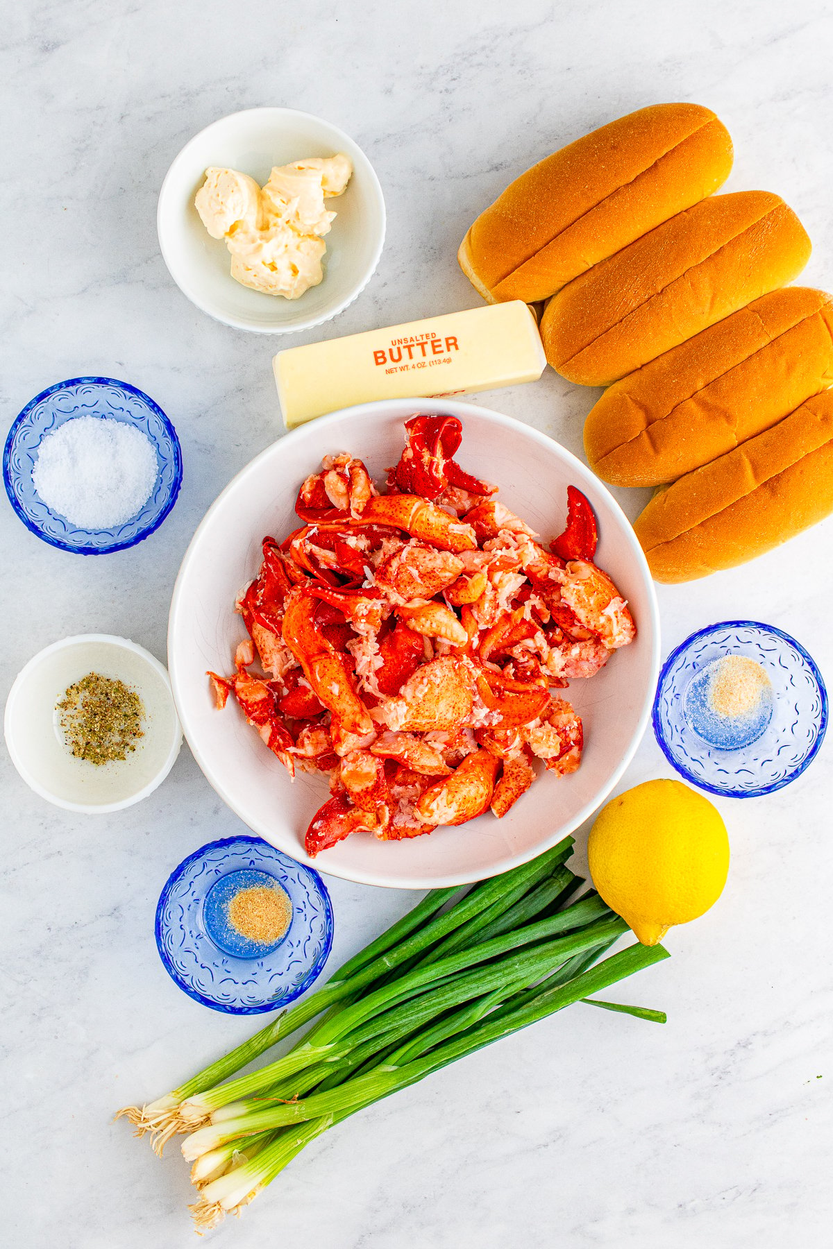 Ingredients needed to make a Lobster Roll Recipe