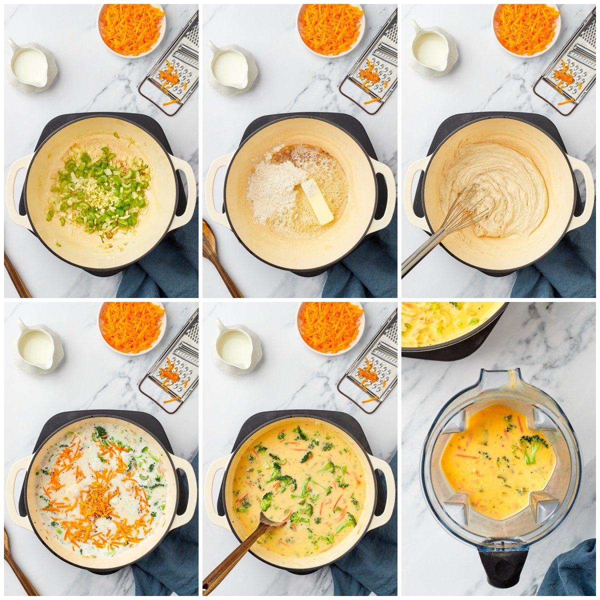 Step by step photos on how to make a Broccoli Cheddar Soup Recipe.