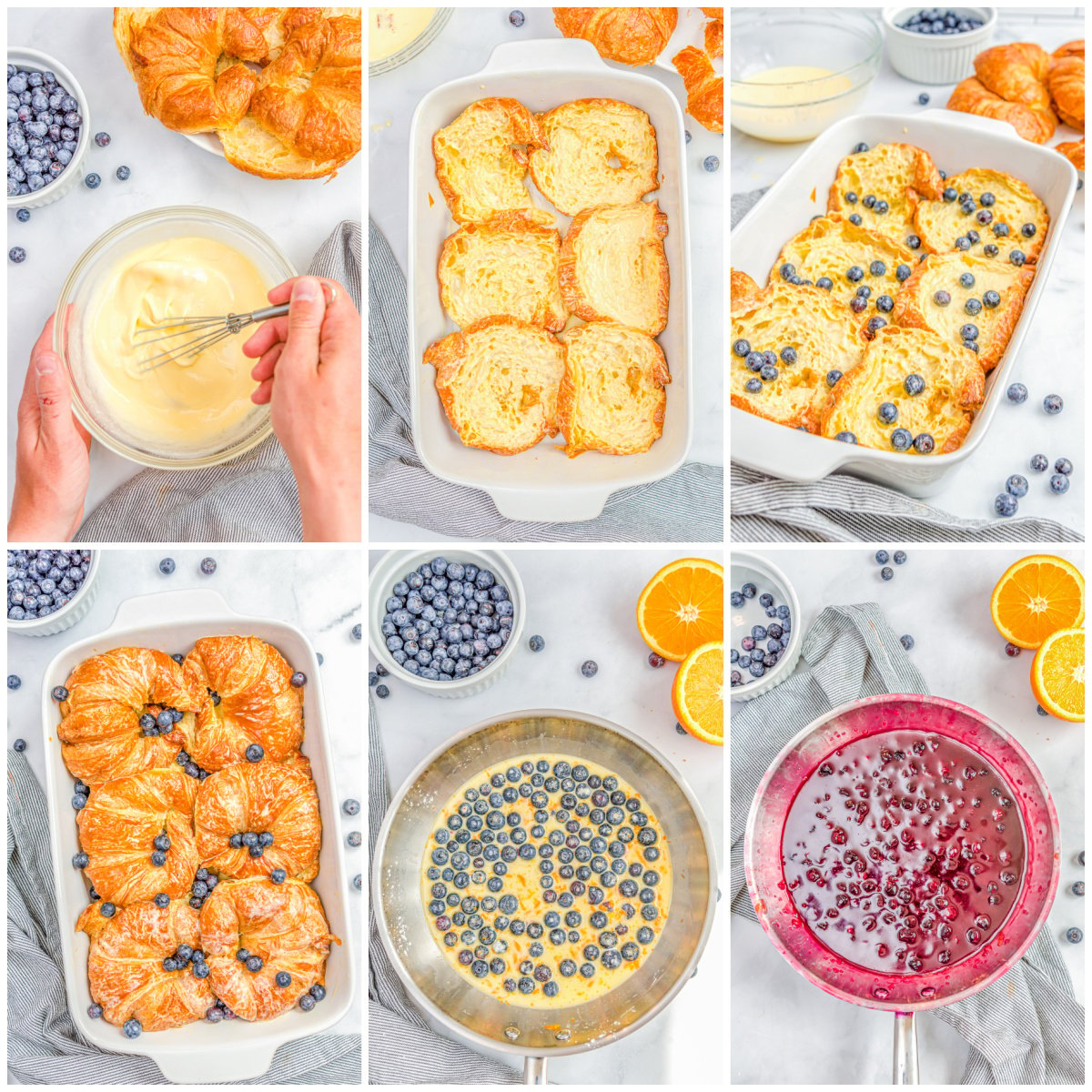 Step by step photos on how to make Blueberry Croissant French Toast