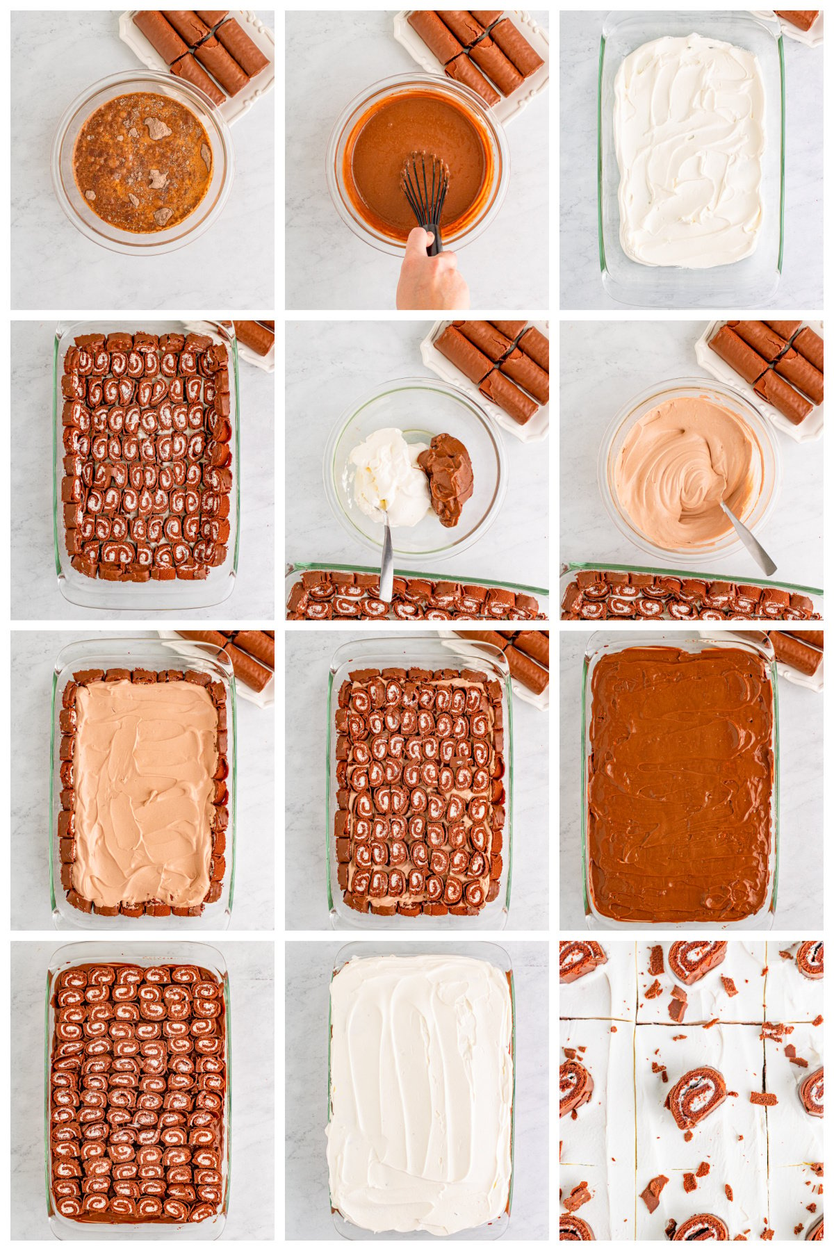 Step by step photos on how too make a Swiss Cake Roll Lush Cake