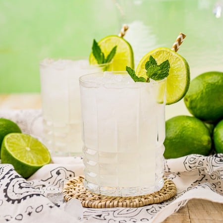Square image of two glasses of Limeade