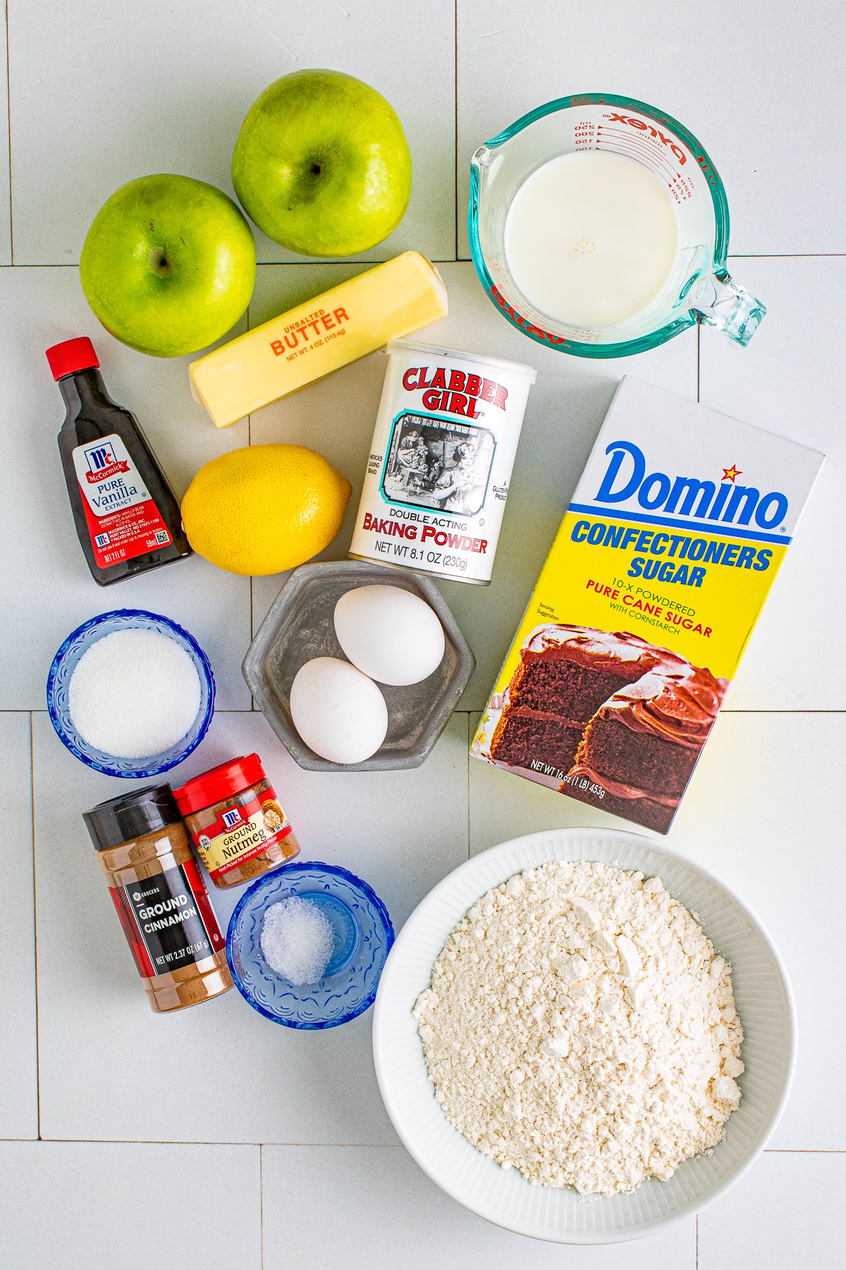 Ingredients needed to make an Apple Fritter Recipe