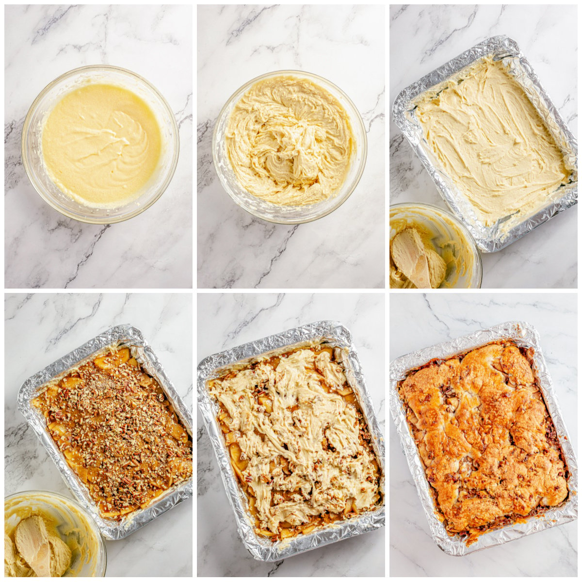 Step by step photos on how to make Apple Pie Bars.