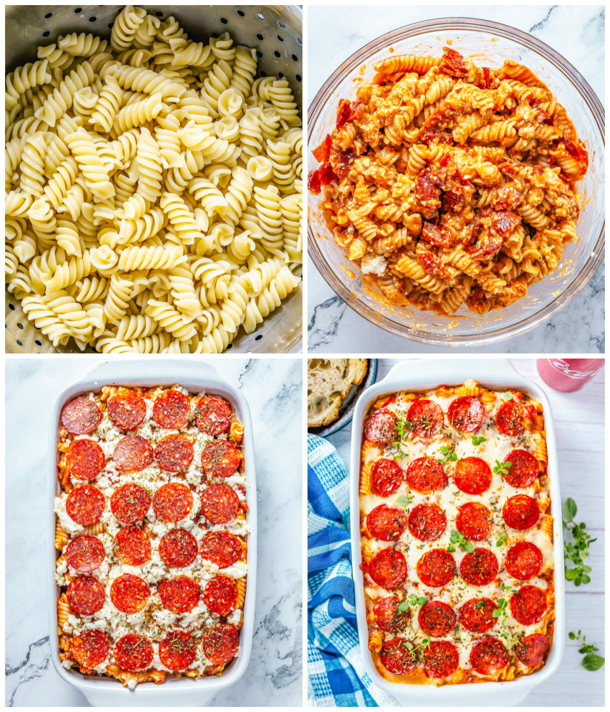 Step by step photos on how to make Pizza Pasta Bake