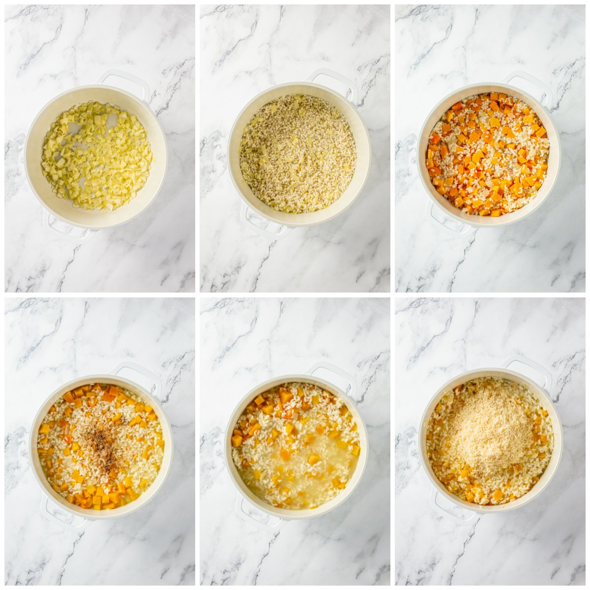 Step by step photos on how to make Butternut Squash Risotto